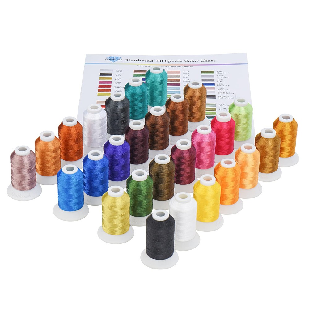 28 Assorted Colors Embroidery Machine Thread Kit 550Y Each Polyester Spools