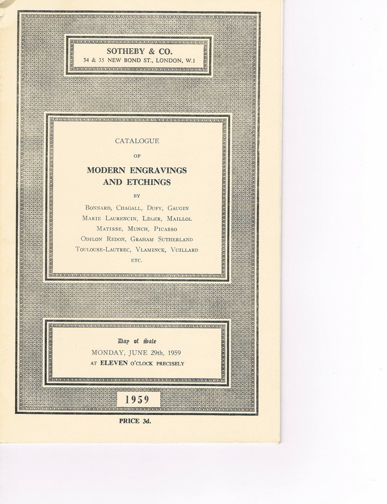 Sotheby's - Modern Engravings & Etchings - June 29 1959