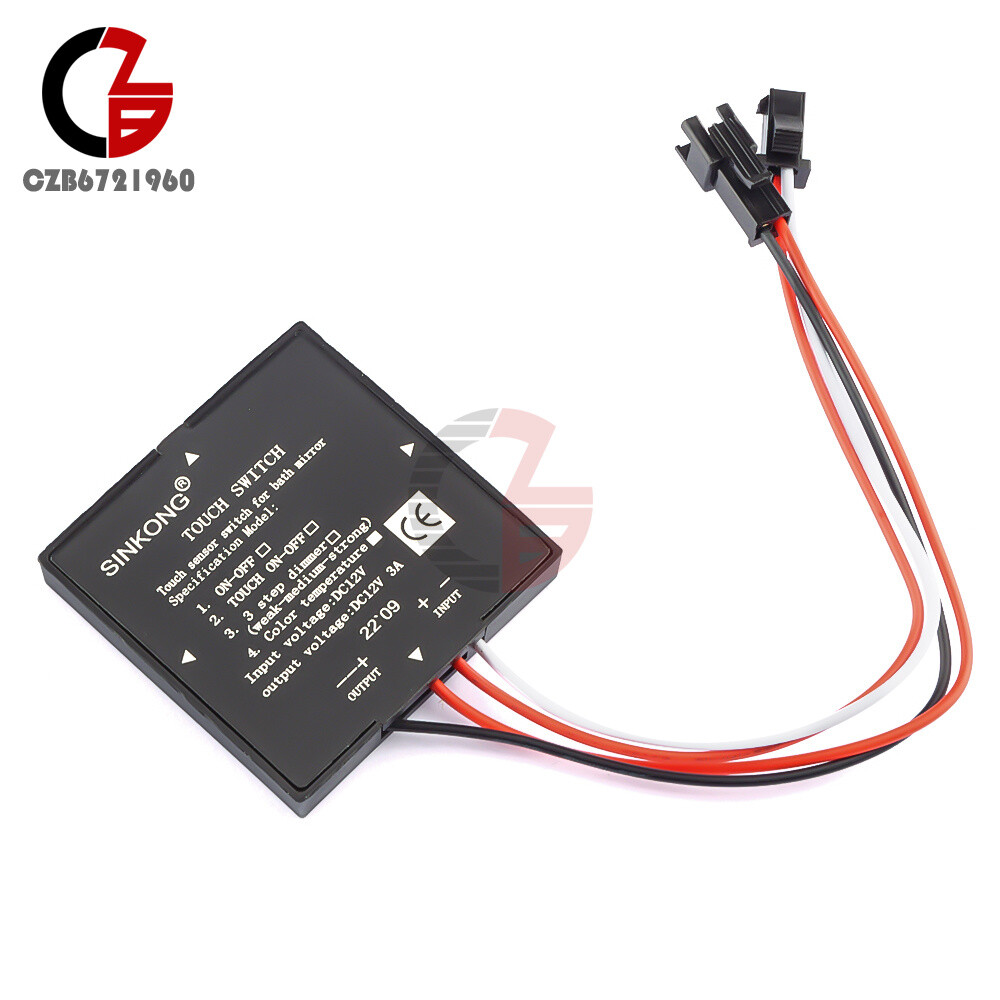 DC 12V Touch Sensor Control Switch On/Off For Glass Lamp Bath Mirror Light LED