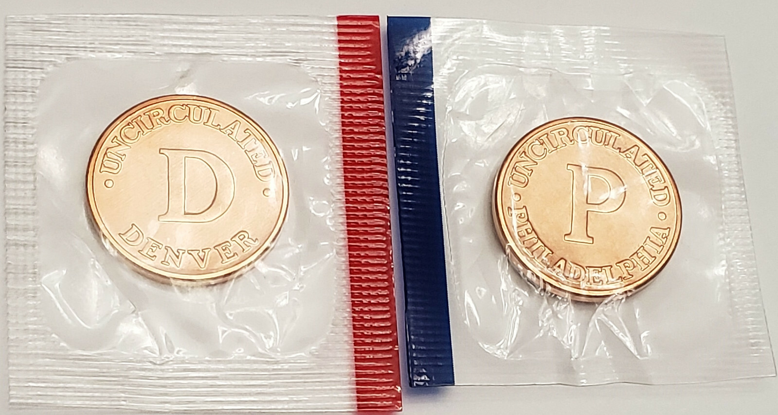 P & D US TREASURY *BRASS* MINT TOKEN SET *IN MINT CELLO* **FREE SHIPPING**