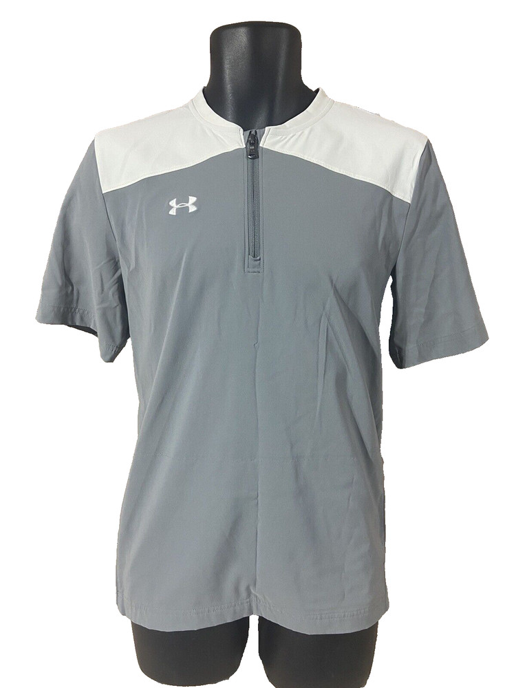 Under Armour Boys Baseball Jacket Size YXL Short Sleeve Pullover Gray Pullover