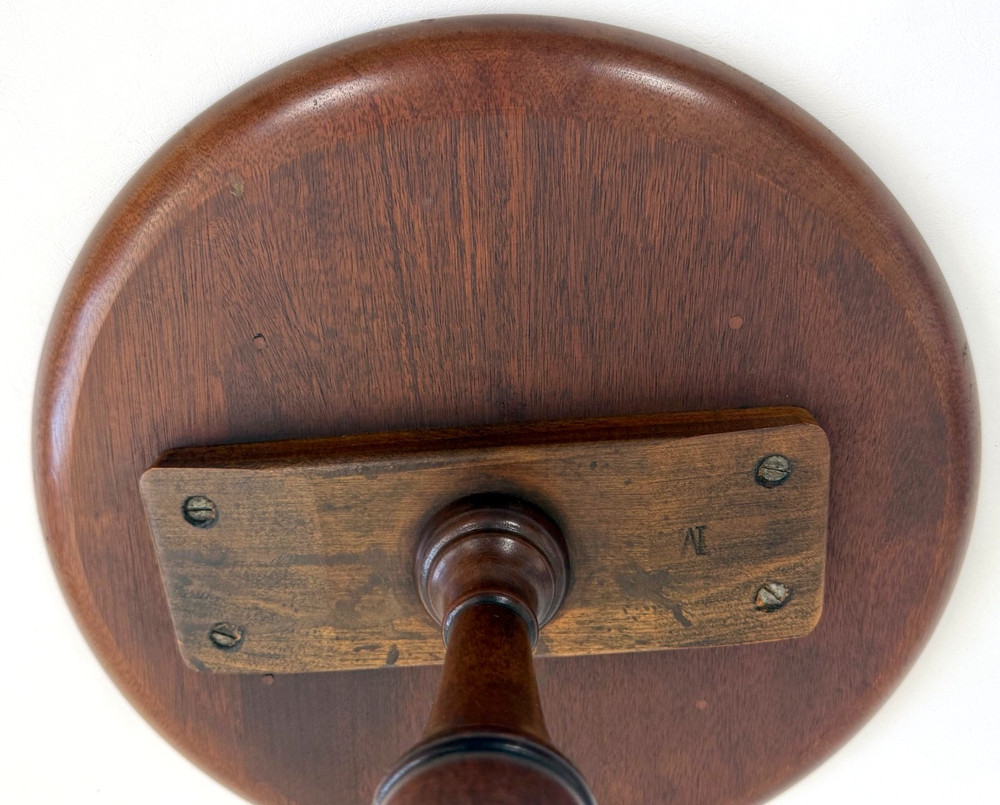 1940s Solid Mahogany Raised Edge Round Tripod Wine / Side Table