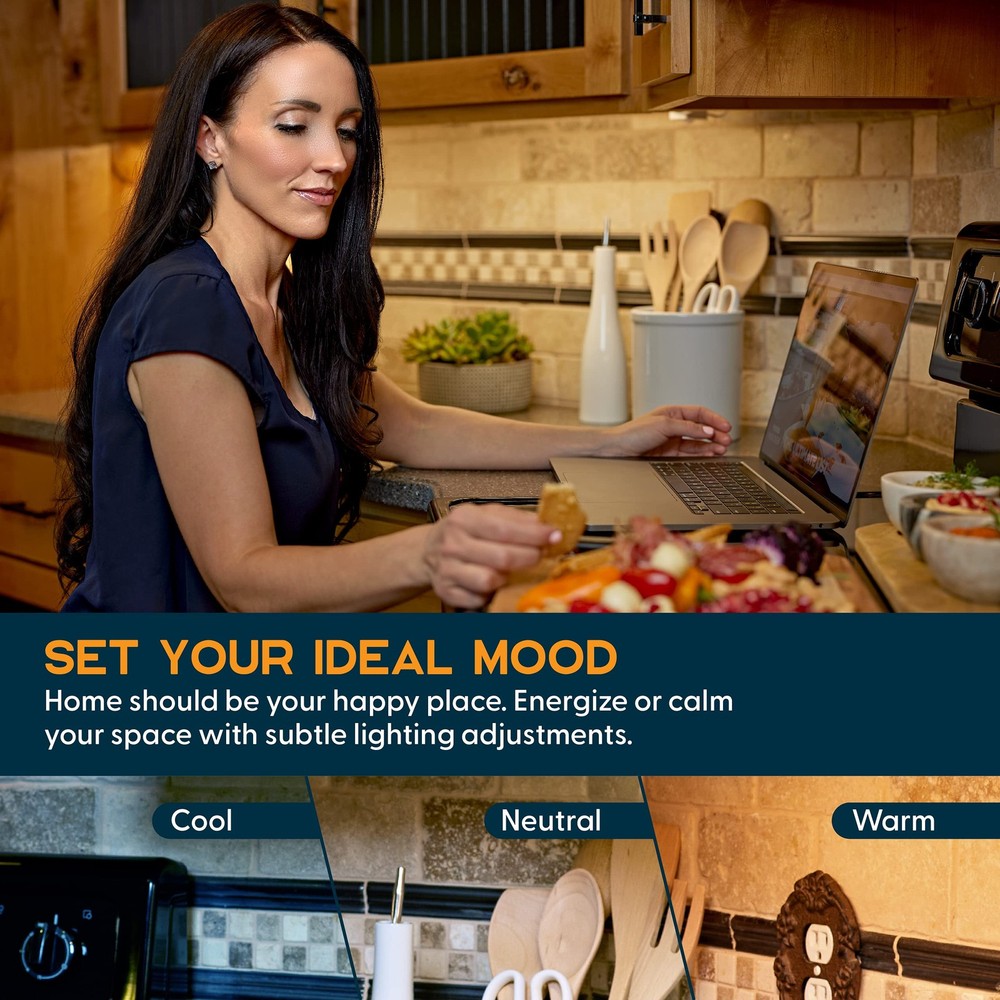 Power Practical Under Cabinet LED Light Kit for Kitchen 6 Lighting Strips, P...