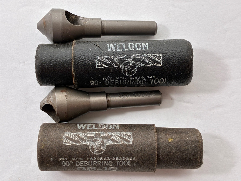 2 WELDON Countersink # DB-18 x 90° Degree Deburring Tool Chamfer Sharp, 9/16" OD
