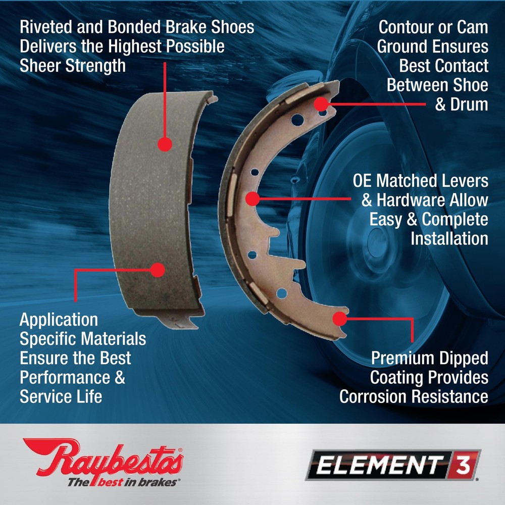 Raybestos Element3 Automotive Replacement Rear Drum Brake One Size, Silver