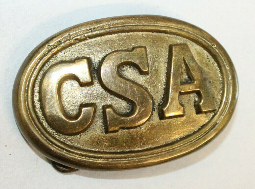 Antique Style Military Civil War Confederate CSA Belt Buckle Oval SOLID Brass