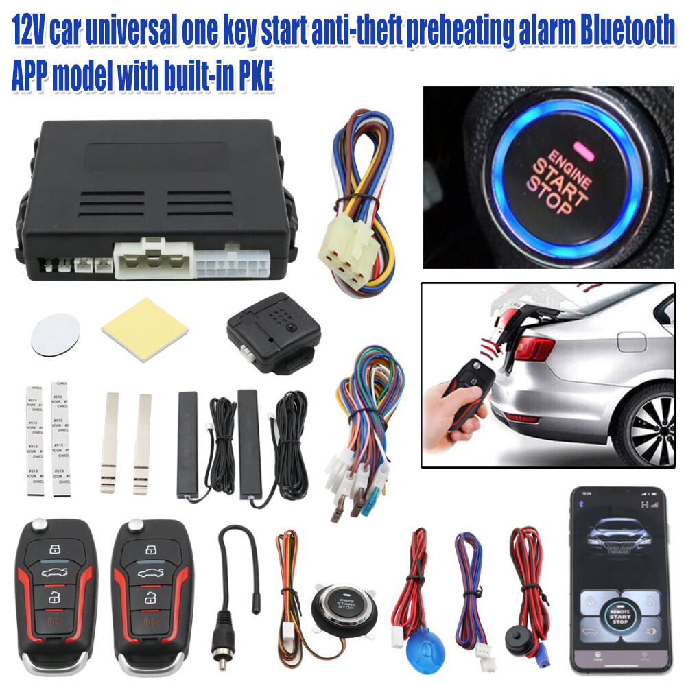 Auto Keyless Entry Engine Start Stop Alarm System Push Button Remote Auto Smart