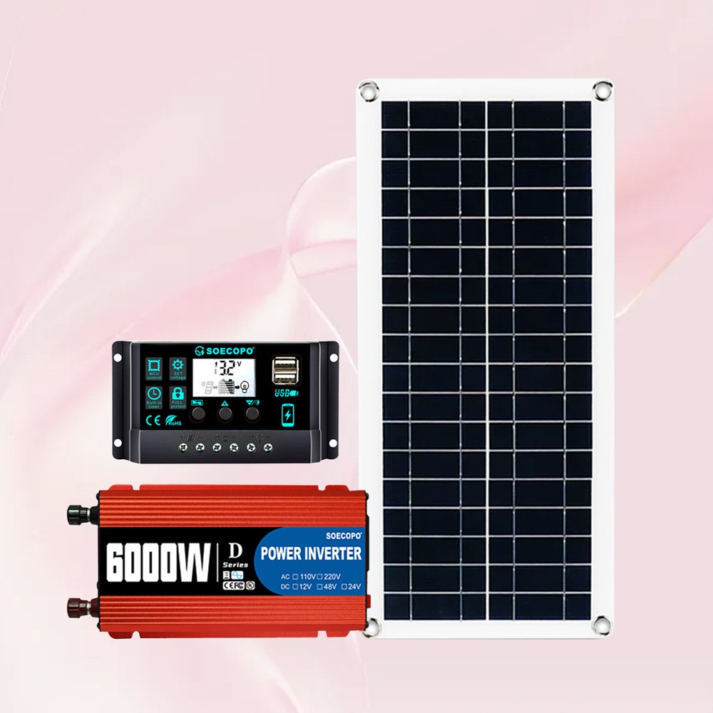 6000W 100A 110V Solar Panel Kit Complete Solar Power Generator Home Grid System