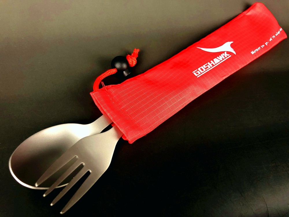 Pure titanium Spoon Fork 2in1 Backpacking with 210T Bag