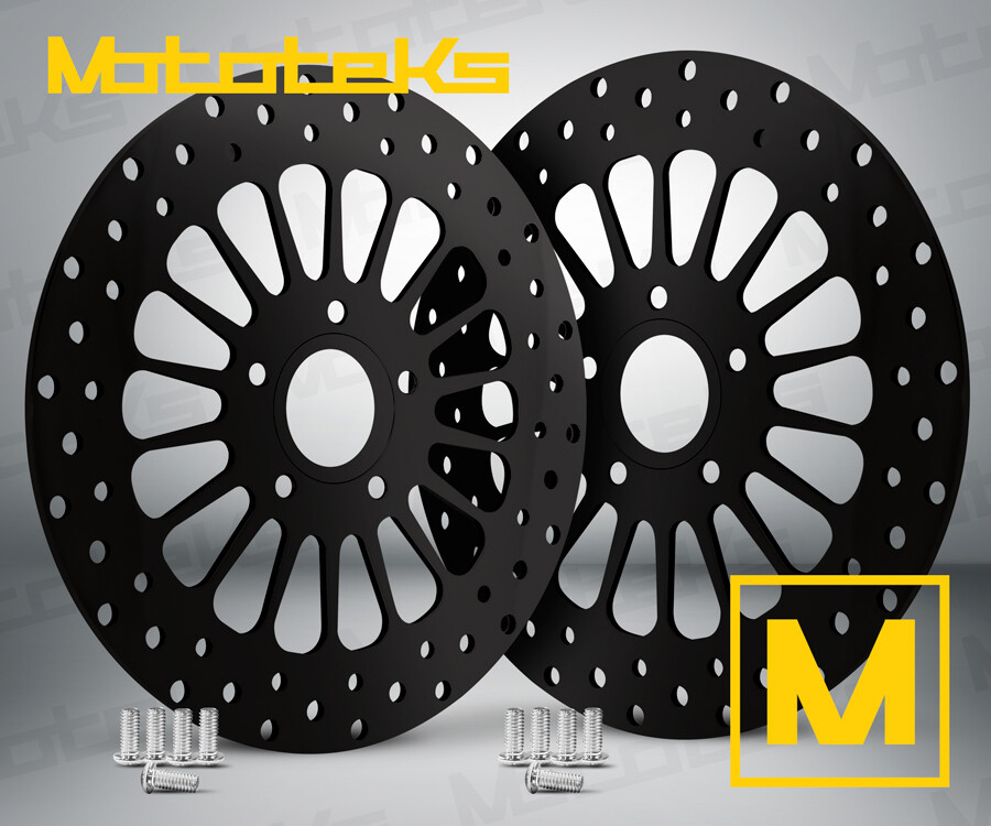 HARLEY BLACK FRONT ROTOR 11.8 SET W/ BOLTS FOR TOURING BAGGER MODELS 2008 ABOVE