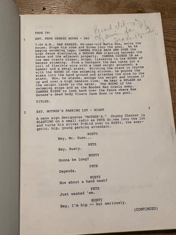 PETER GUNN SCREENPLAY SCRIPT ORIGINAL BLAKE EDWARDS PETER STRAUSS