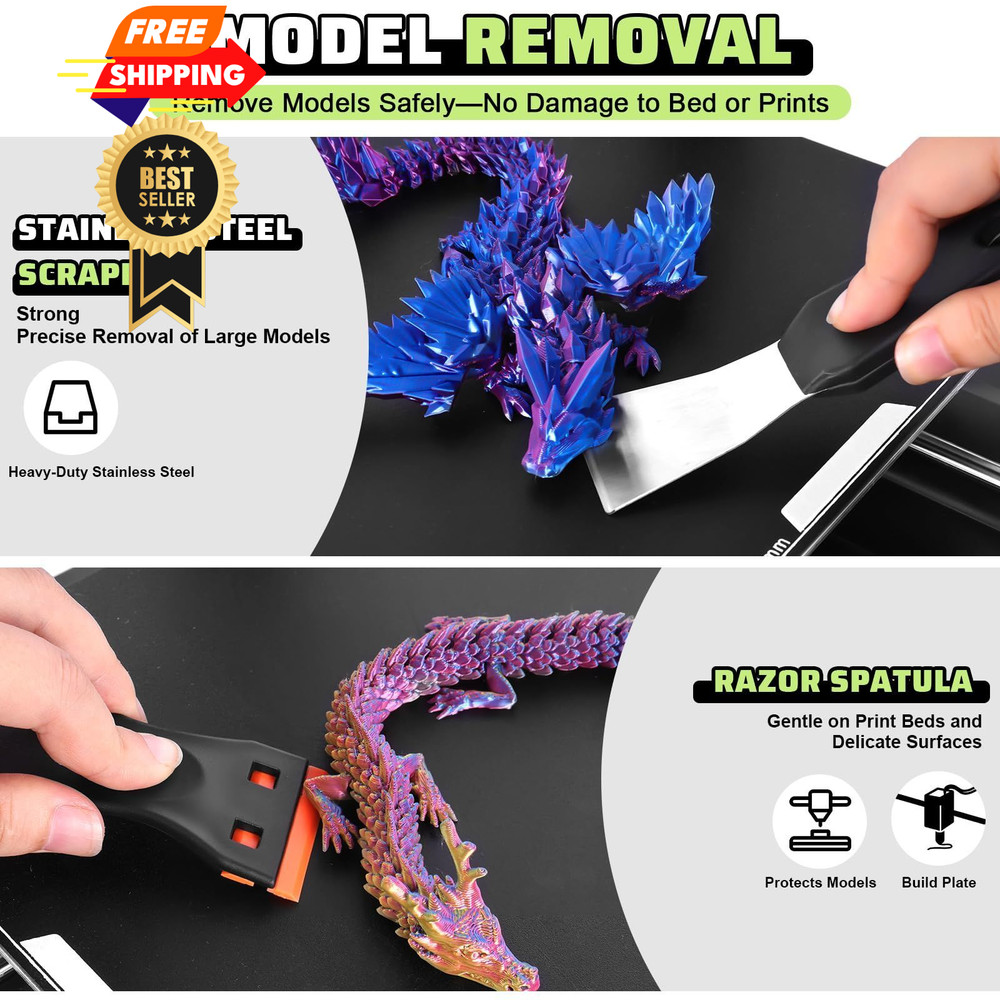 3D Printer Tools Kit, 34pcs Accessories for All FDM/SLA Black