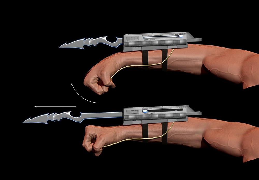 Predator Gauntlet Forearm Right removable blades scale 1;1 File for 3D Printer