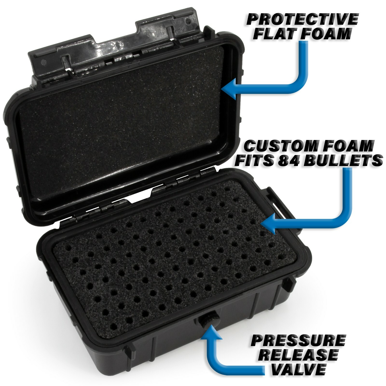 CM 9mm Ammo Box Fits 84 9mm Bullets in Waterproof Ammo Case with Ammo Crate Foam