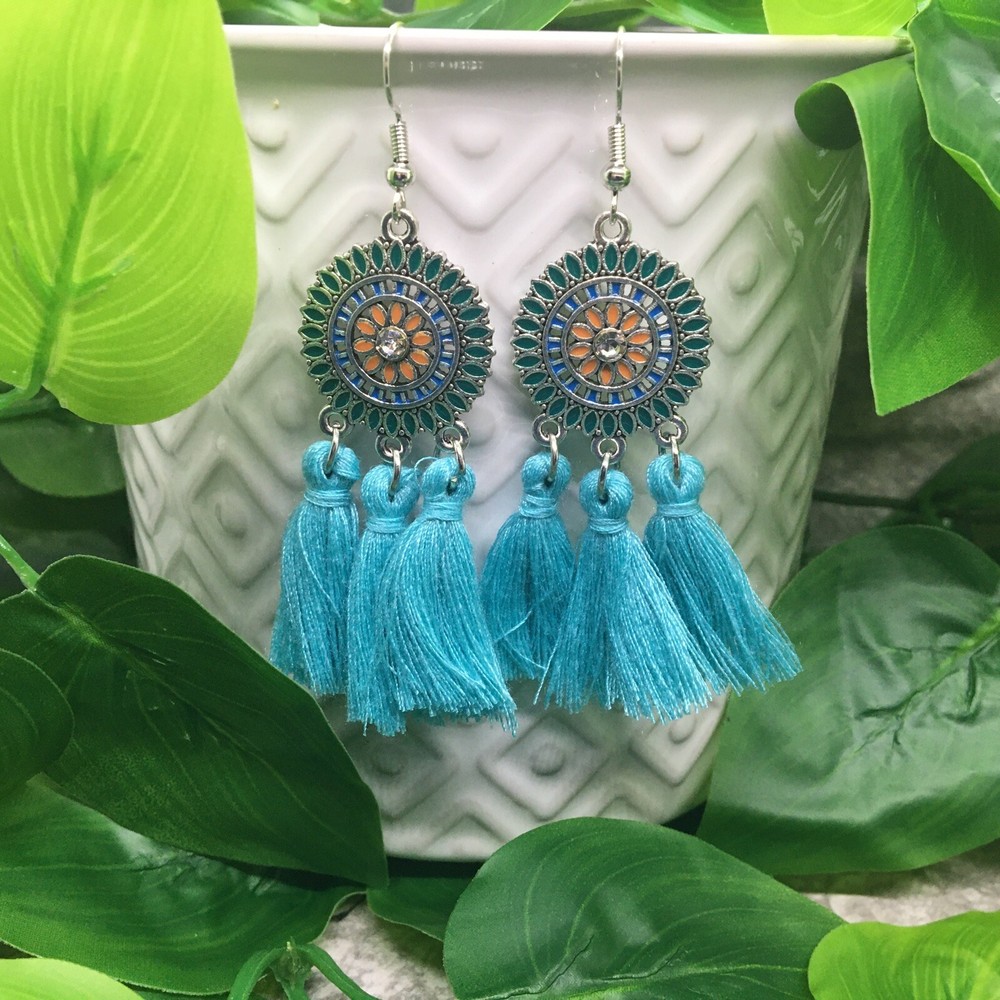 2” Silver-tone Earring Set Boho Retro Drop Dangle Hook New Free Ship 4839
