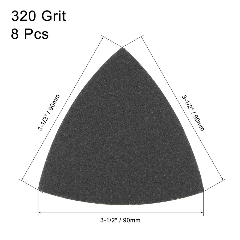 Triangle Sandpaper Hook and Loop 3-1/2" Oscillating Tool Wet/Dry 320 Grit 8pcs