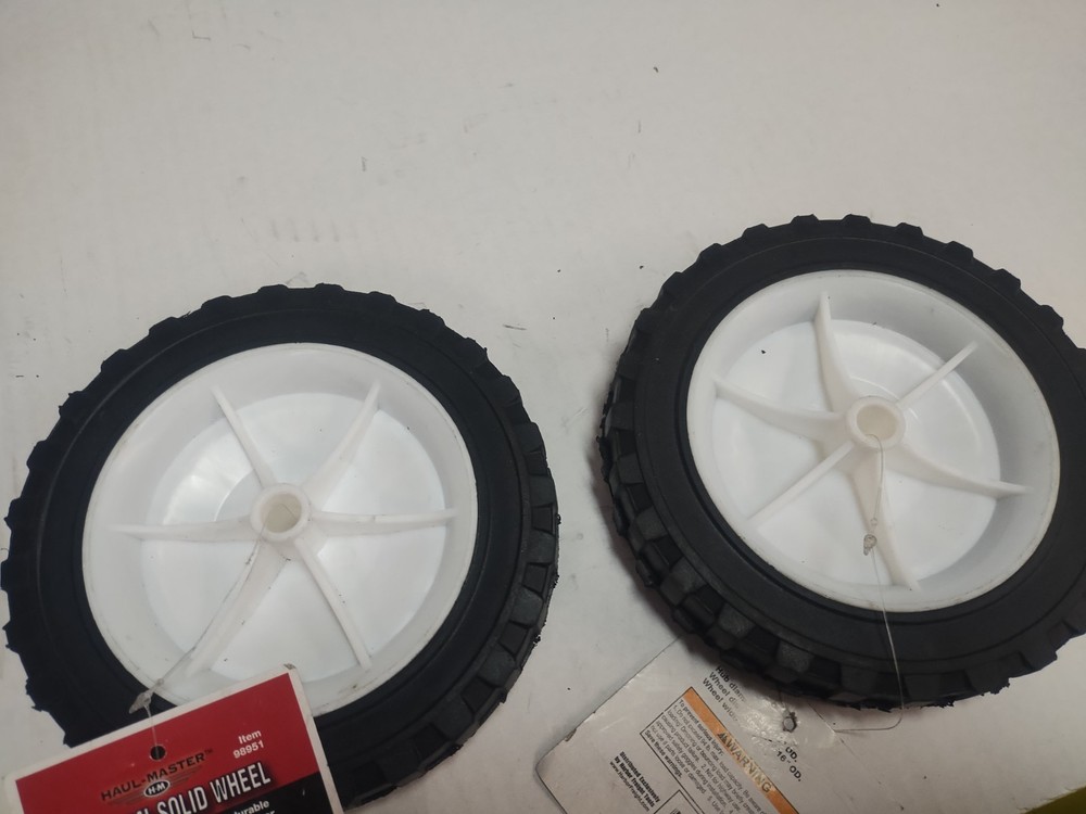 2pc Pair: 7" SEMI SOLID HARD RUBBER REPLACEMENT TIRE WHEEL MOWER,CART, Flat-Free