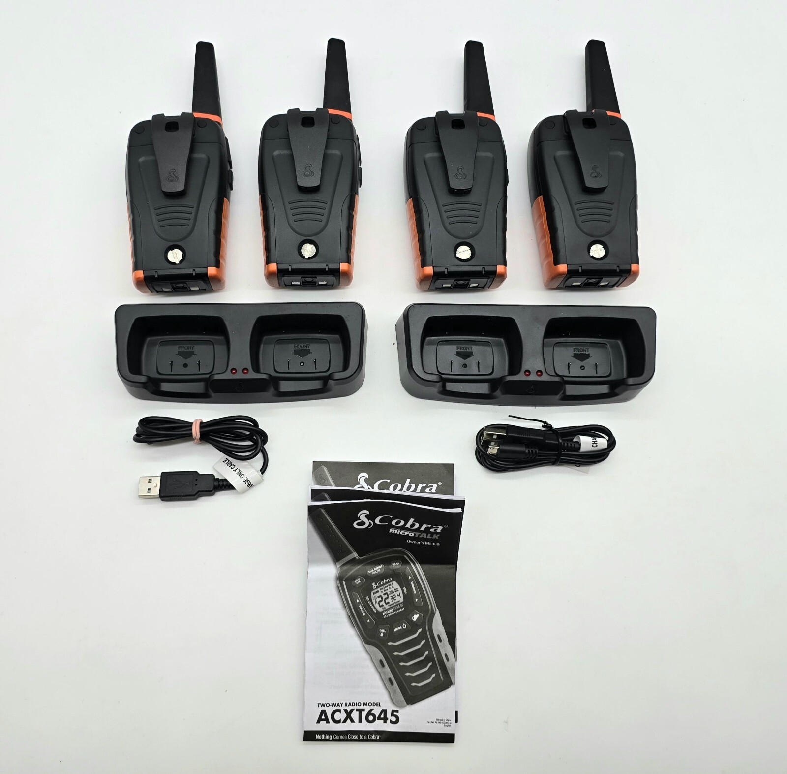 4 x Cobra ACXT645 Waterproof Walkie Talkies 35-Mile Rechargeable 2-Way Radio