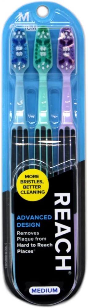 Reach Advanced Design Full Head Medium Toothbrush 3-pack