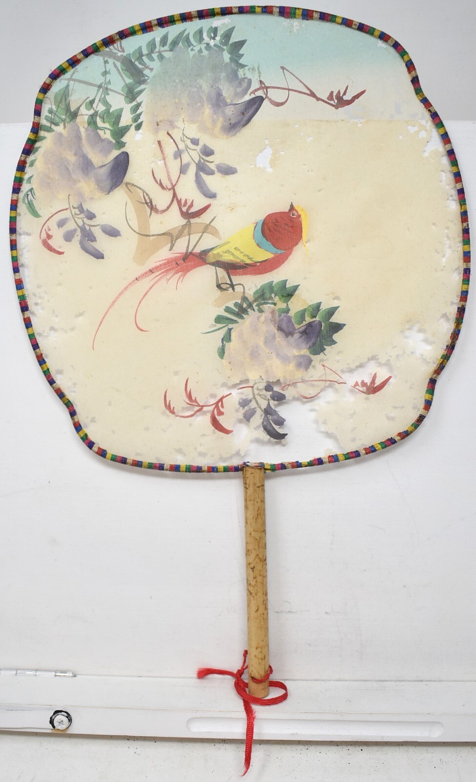 Vintage 1920s Hand Painted Bird Flower Fan