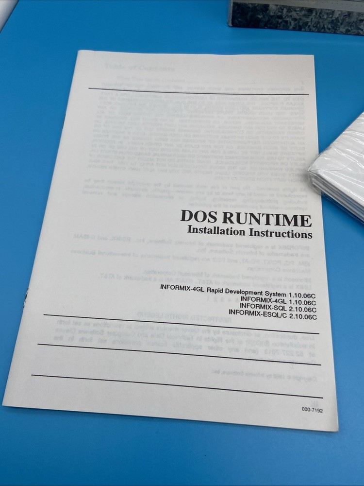 NEW OLD STOCK Sealed Informix DOS Runtime Box Set - ESQL/C 4GL SQL 5.25" Floppy