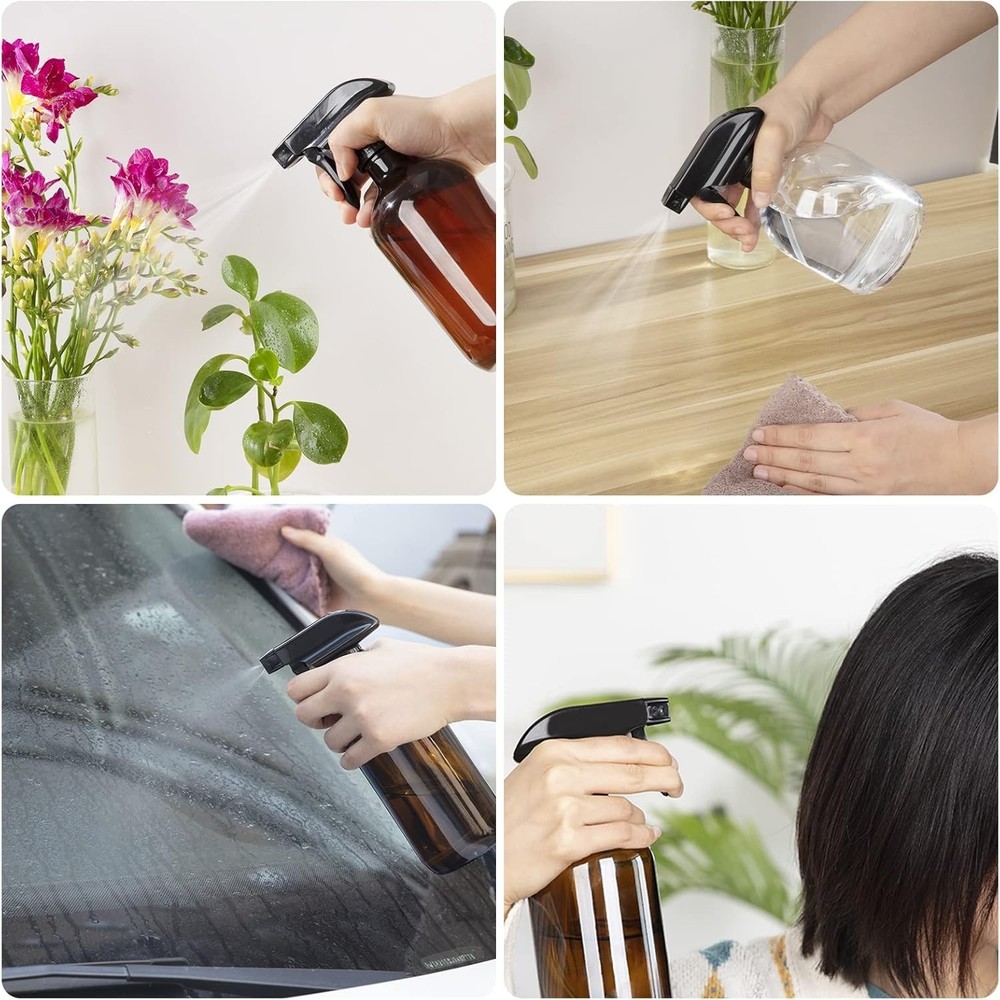 Durable Black Trigger Sprayers with Adjustable Mist Stream for Home & Office