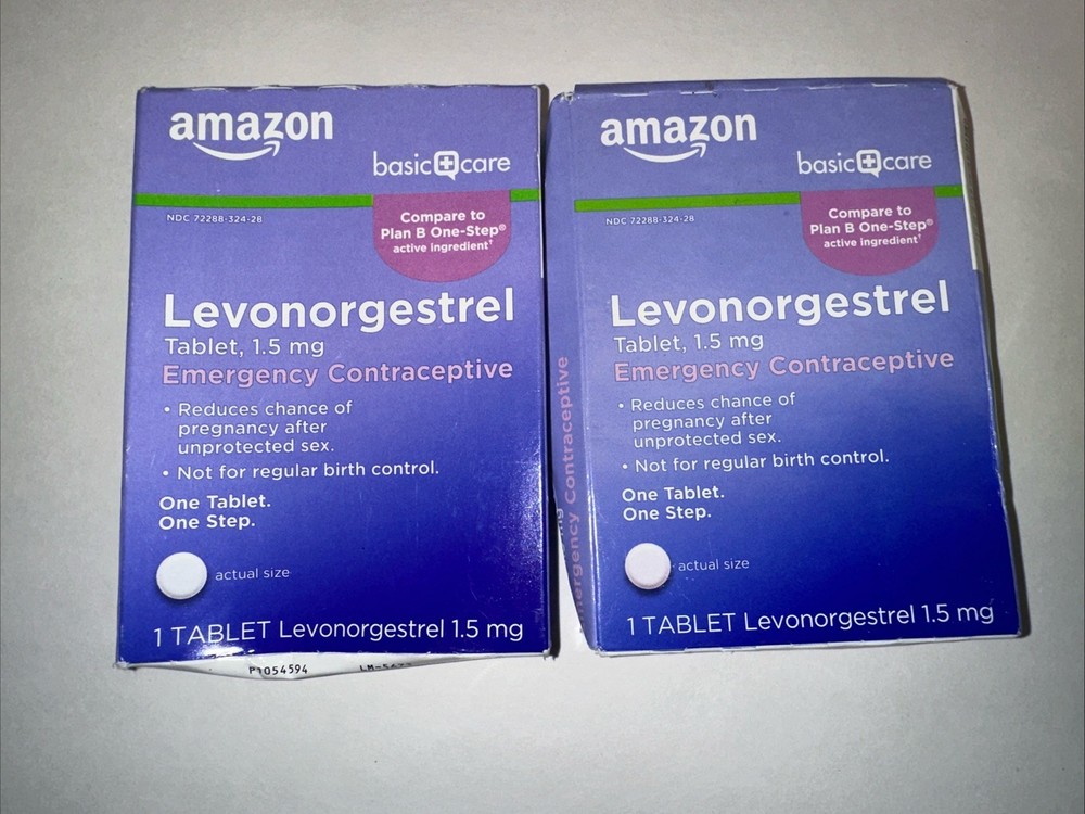 2x Amazon Basic Care 1.5mg EmergencyContraceptiveTablet 1ct CompareTo Plan B