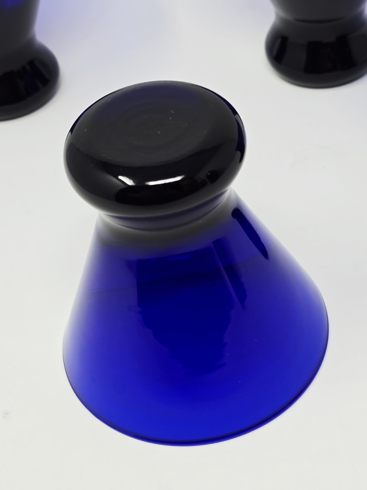 Rare Large Cobalt & Brass Art Deco Cocktail Shaker & Vintage Cobalt Glasses