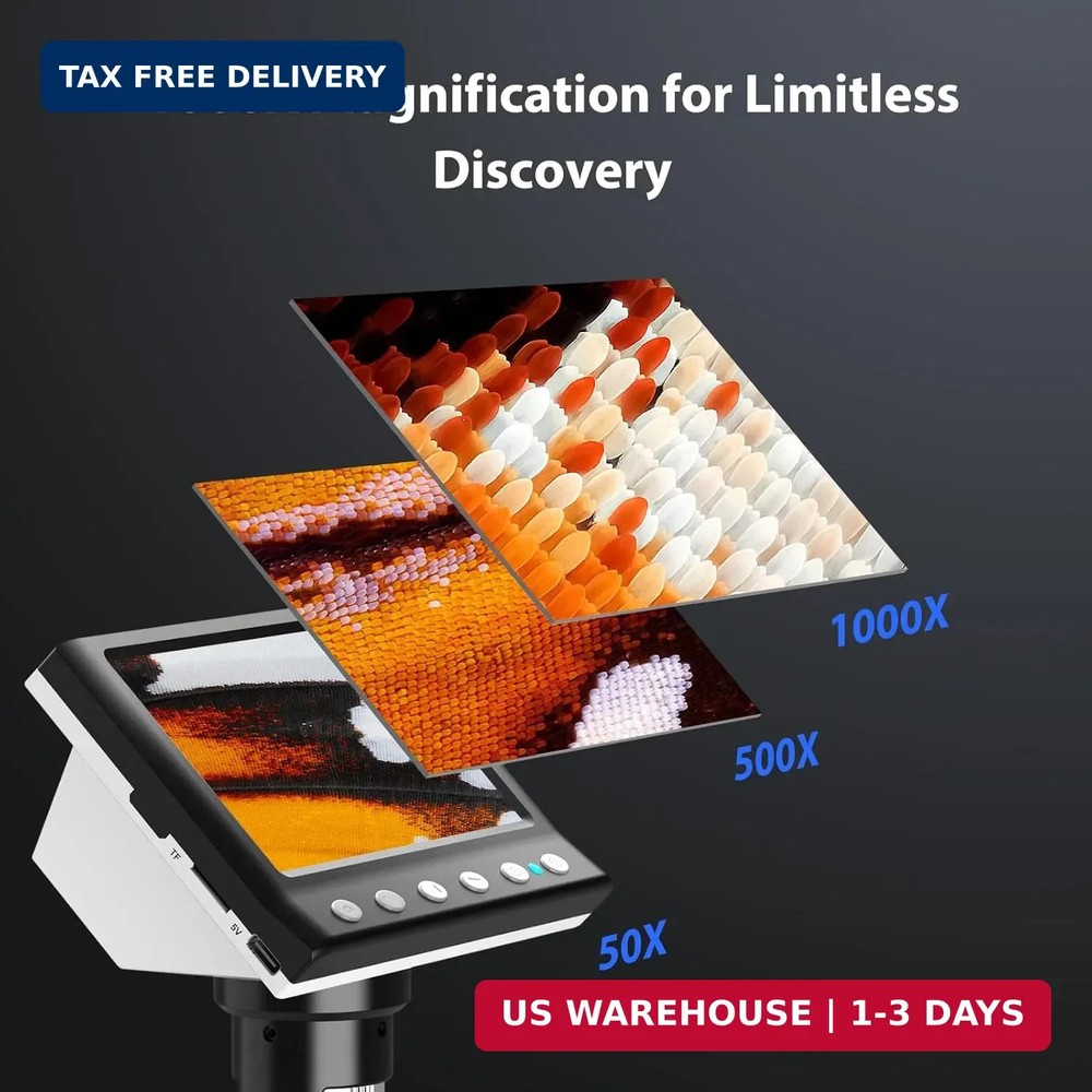 Hayve 4.3'' IPS Coin Microscope, 1000X Magnification Digital Microscope for Adul