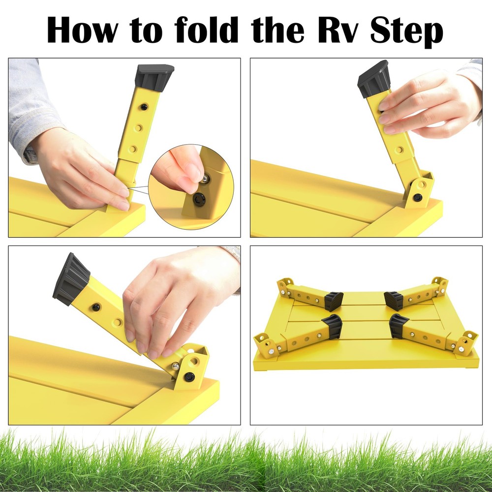 Large Platform RV Steps, 3-Level Adjustable Height Aluminum Folding Step Stoo...