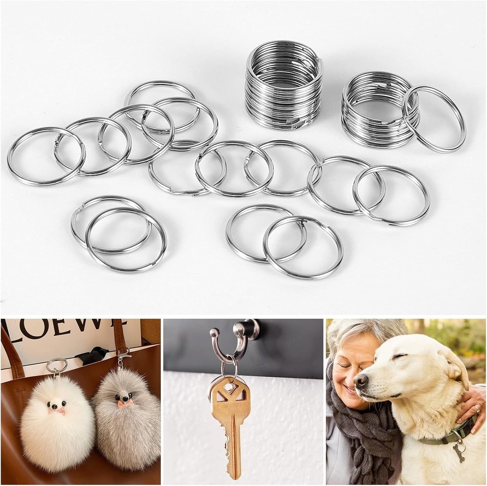 100PCS Split Key Rings Bulk for Keychain and Crafts 1”100Pack, silver