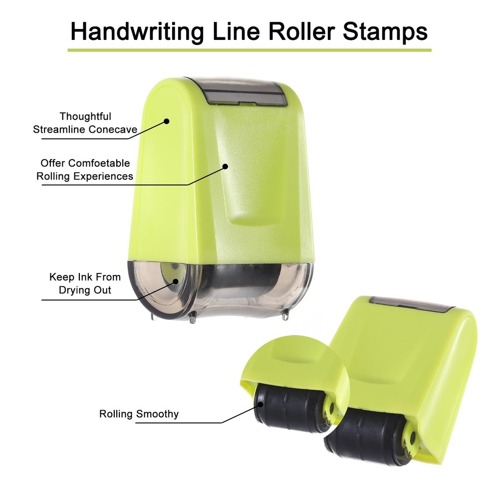 Dashed Handwriting Lines Roller 3pcs Small Powerful Pink Orange Green Teacher