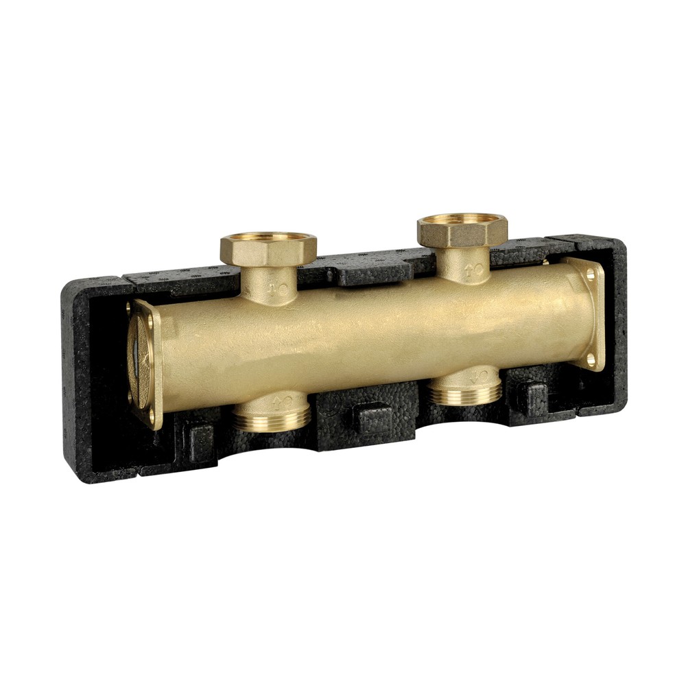 Distribution bar 2-way for pump groups DN25 for 2 heating circuits also Oventrop