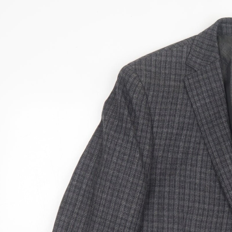 NEXT Mens Grey Plaid Wool Blend Suit Jacket Size 42