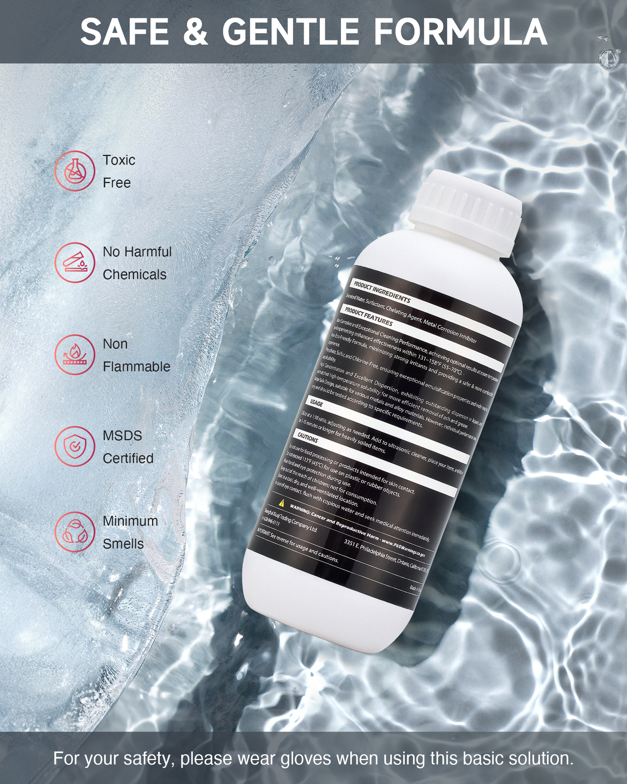 CREWORKS 34 fl oz Ultrasonic Cleaner Solution for Carburetors Engine Parts More