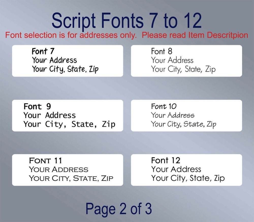 150 Personalized Printed Peel & Stick Fancy Script Return Address Labels