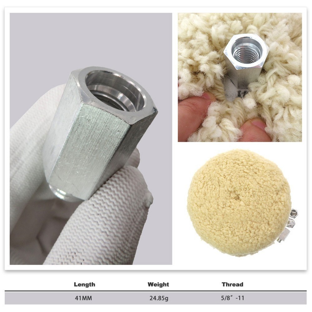 5/8-11 Extender Bolt Adapter for Angle Grinder/ Polisher/ Double Sided Wool Pad