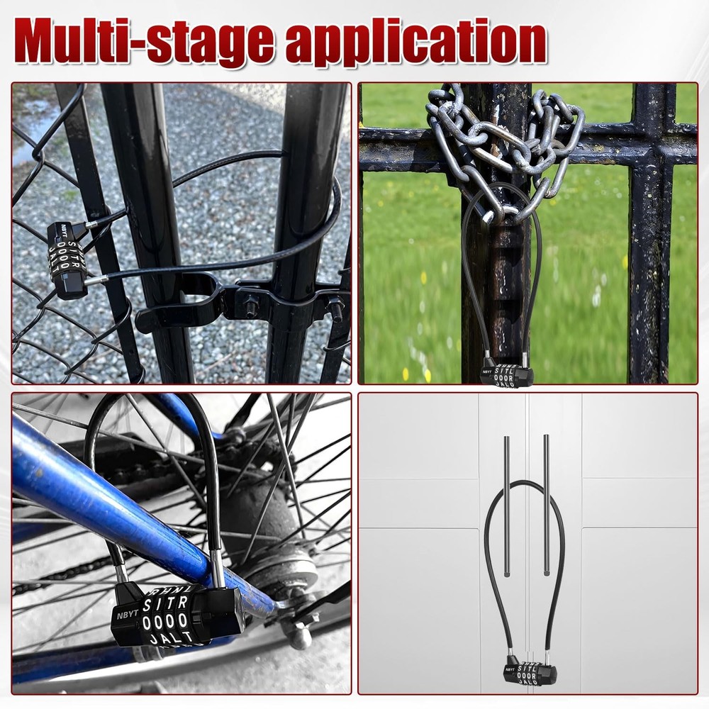 Cable Locks with Letters, Text, Words Combination,Steel Cable Rope Wire Combi...