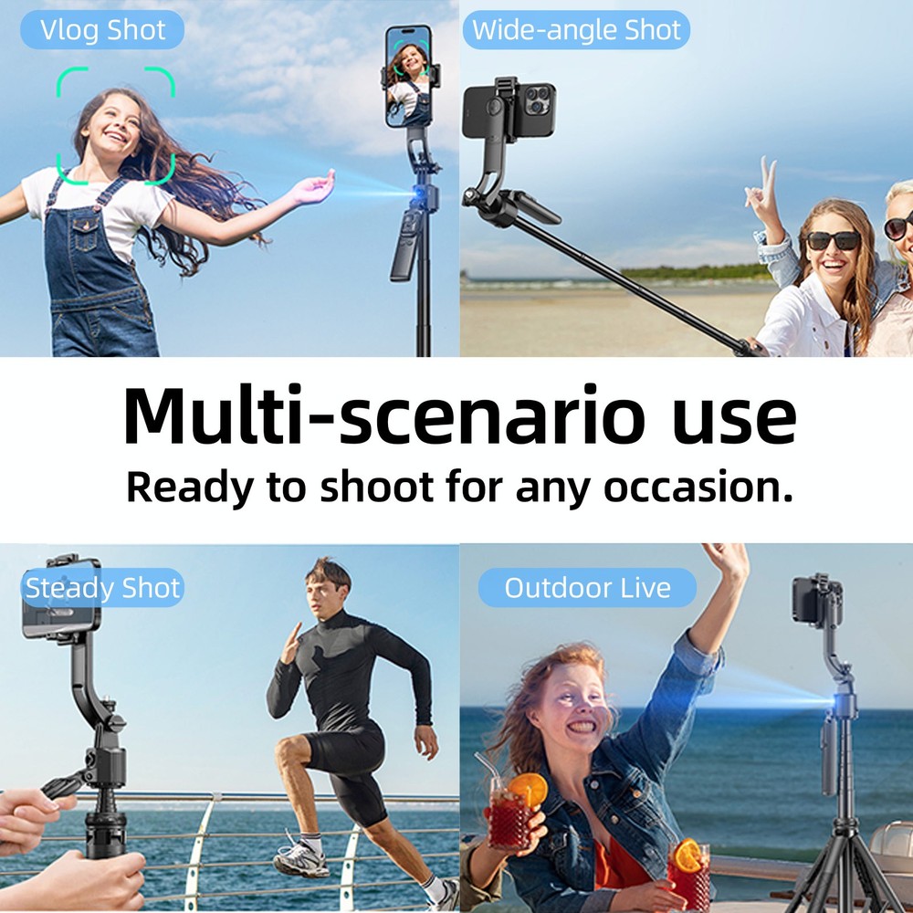 64" AI Face Motion Tracking Tripod Gesture Control 360° Rotating Selfie Stick US