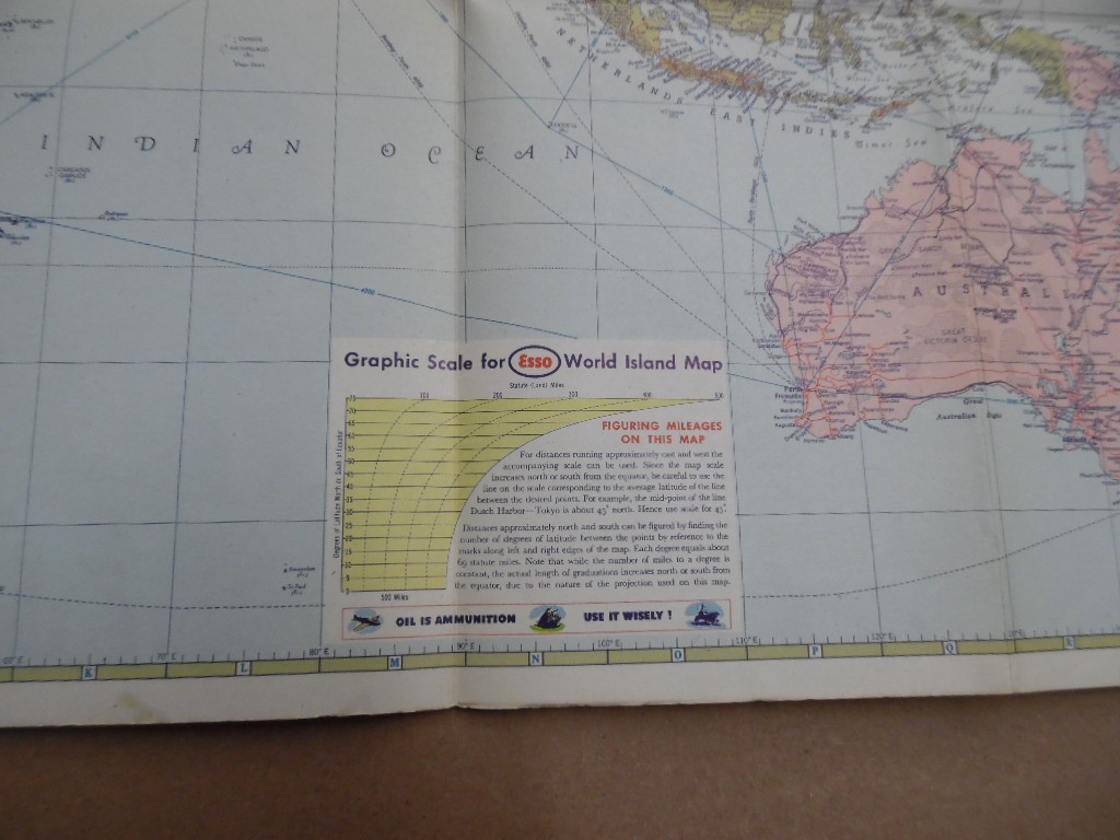 WWII ESSO WAR MAP II Featuring World Island Fortress Europe Vintage Original