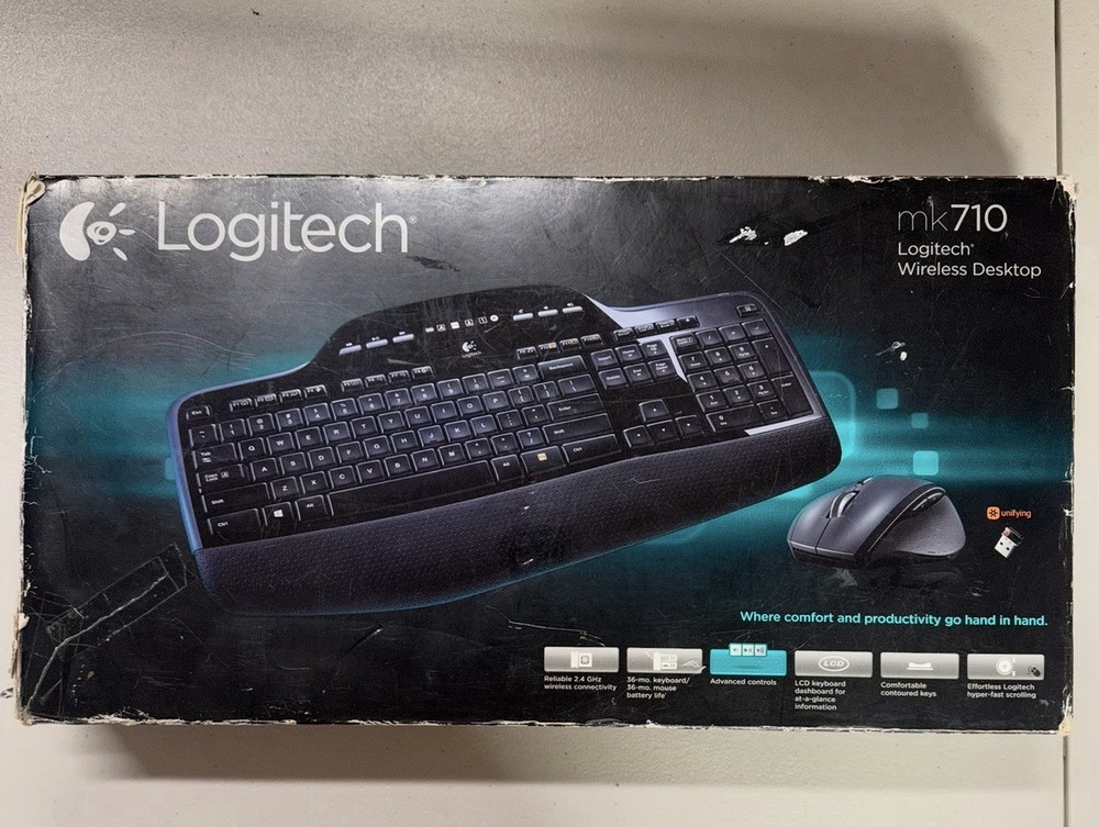 Logitech MK710 Wireless Keyboard Mouse Combo K710 M705 Unifying