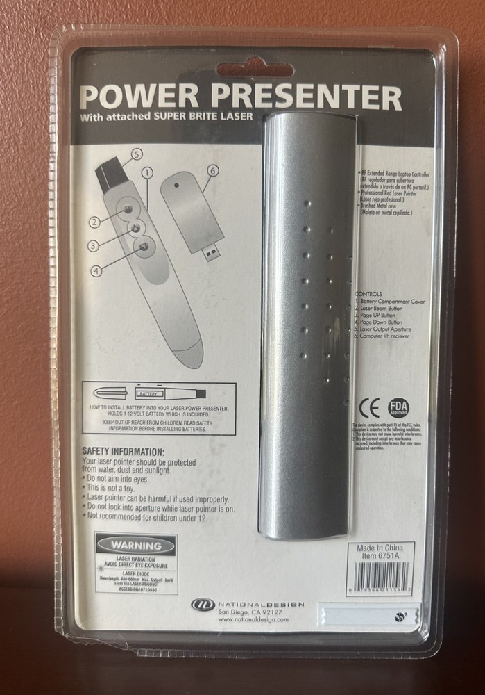 Wireless Presenter Remote Laser Pointer 100ft USB PowerPoint Clicker NEW