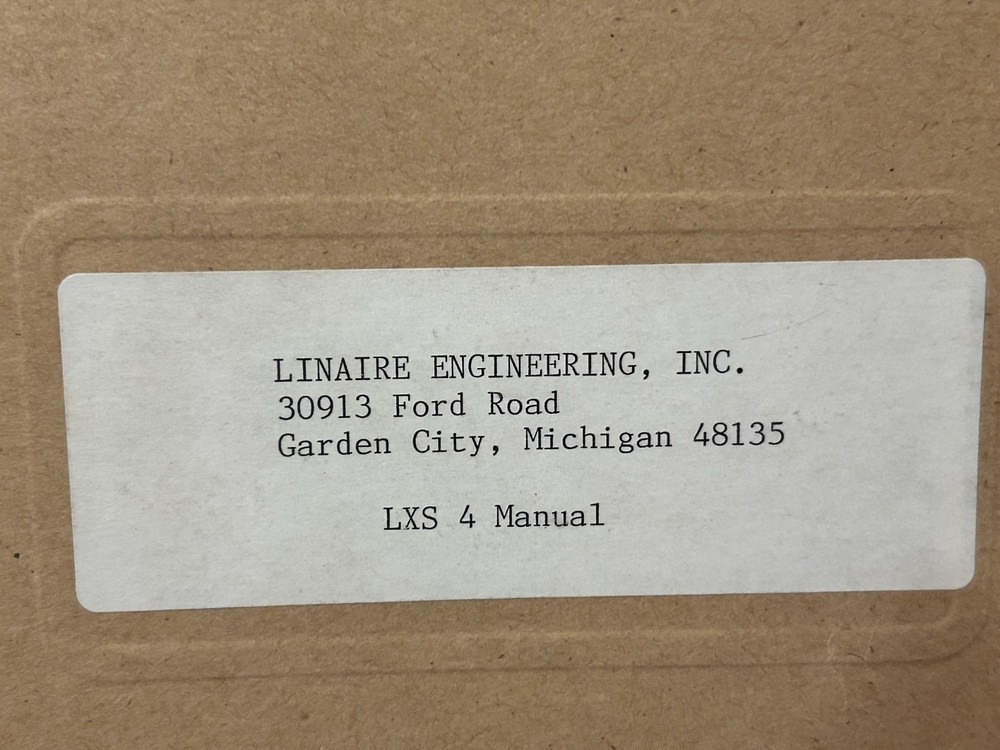 LINAIRE ENGINEERING LSX 4 TEST PANEL MANUAL