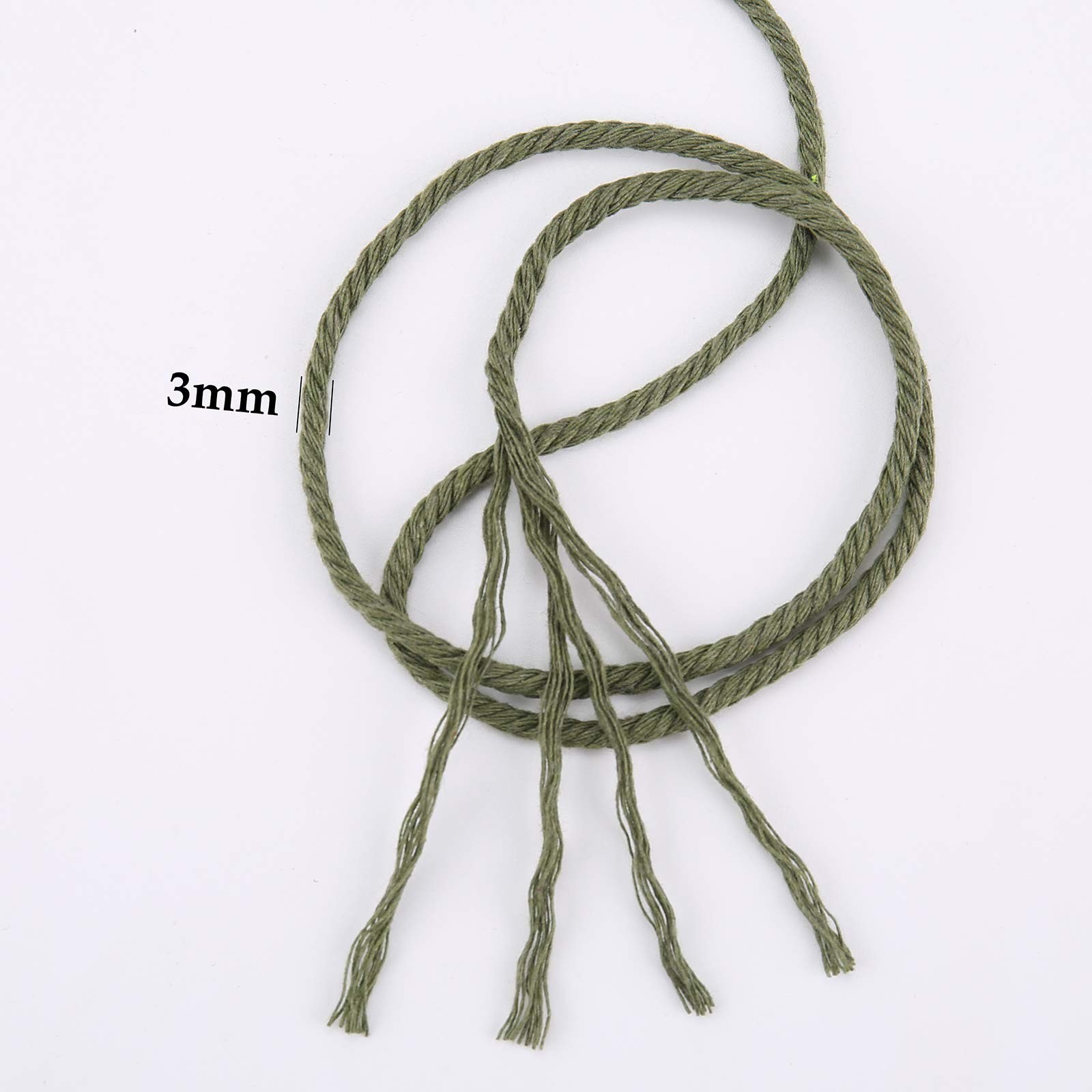 ZXCDINO Olive Green Cotton Macrame Cord, 3mm x x 109yards,