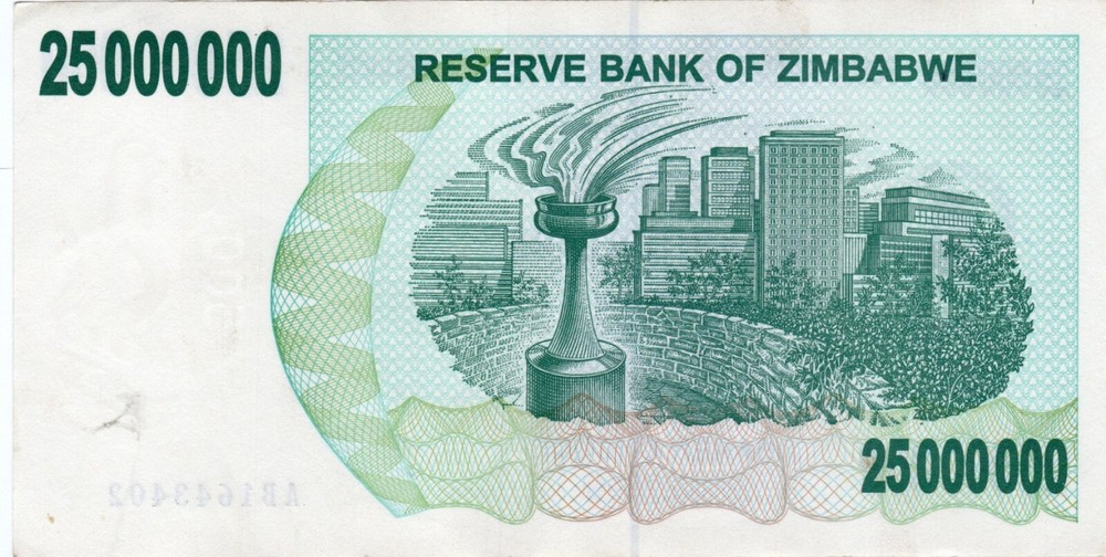 Banknote Zimbabwe 25000000 Dollars 2008 P56