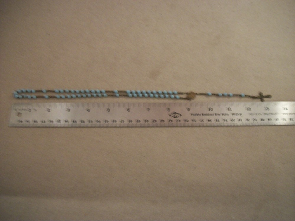 Vintage 13.5" Light Blue Plastic Rosary Prayer Beads