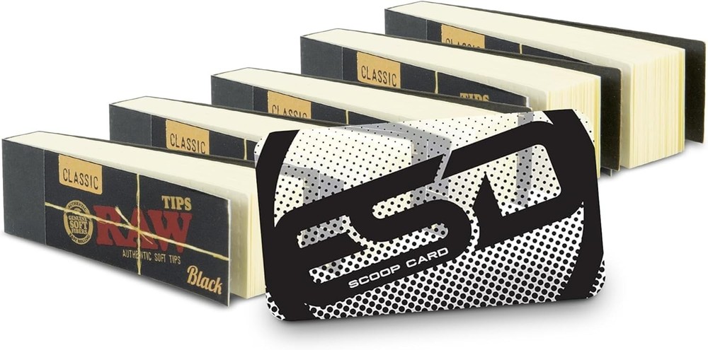 RAW Black Rolling Tips | 5 Packs | 50 Tips Per Pack