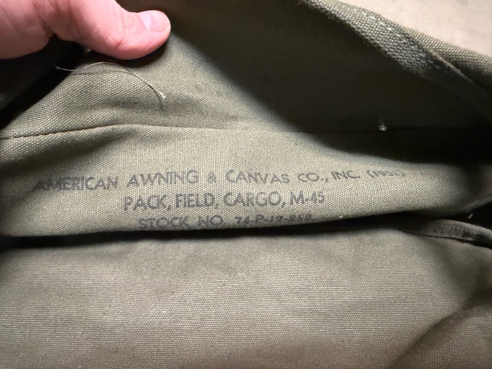 ORIGINAL POST WWII US ARMY INFANTRY M1945 LOWER COMBAT FIELD PACK-OD#7, 1951