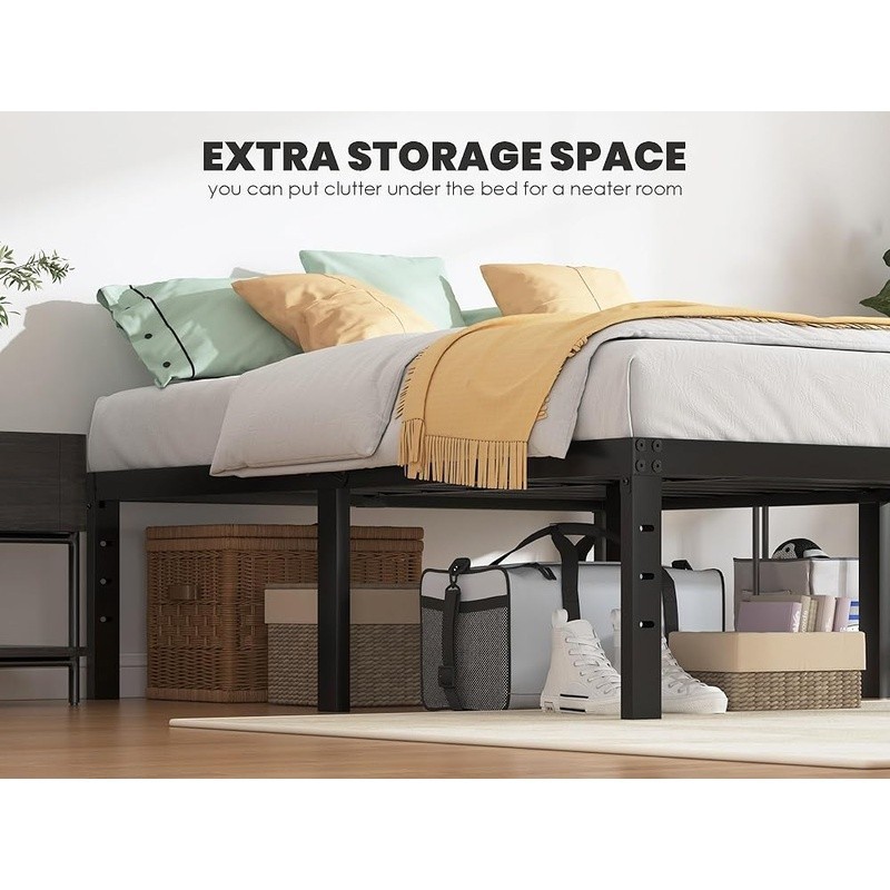 Sturdy Full Bed Frame No Box Spring Needed Quick Assembly Extra Storage Space US