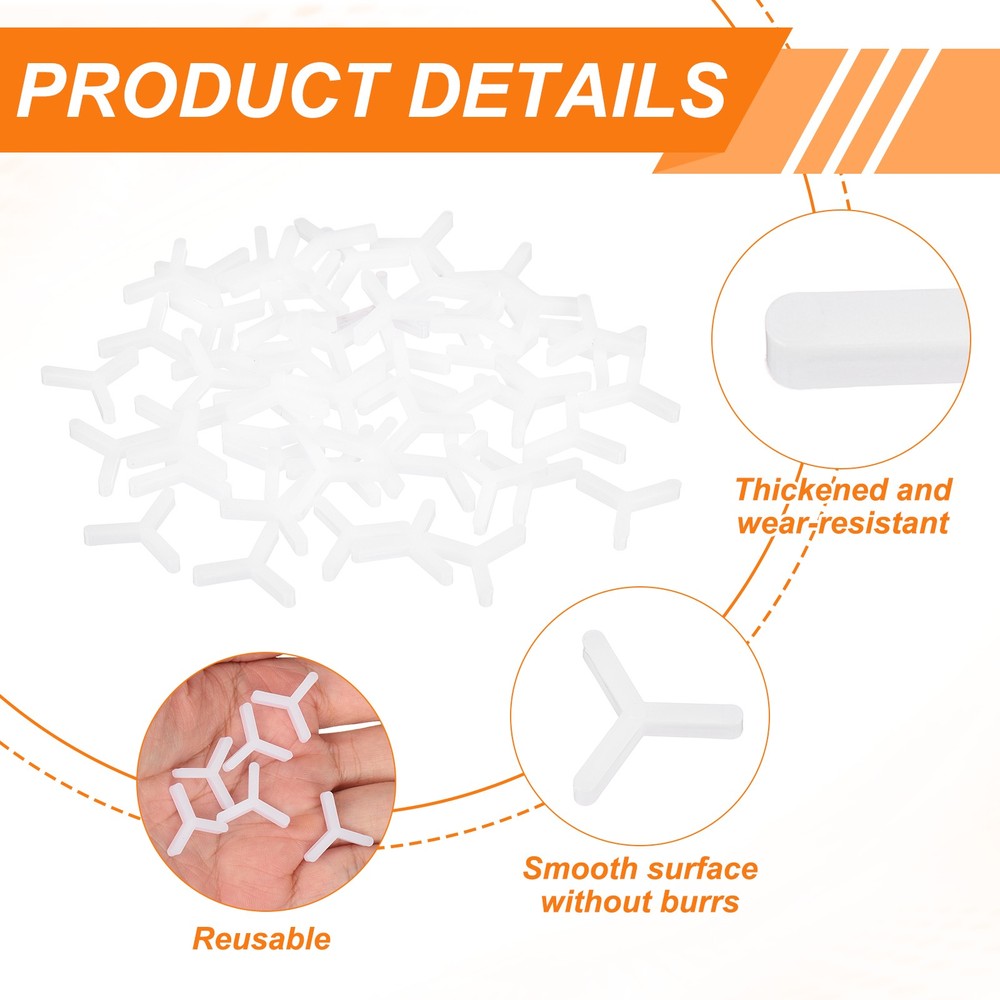 3/32" 2.5mm Tile Spacers，500Pcs Y Type Plastic Spacers, White
